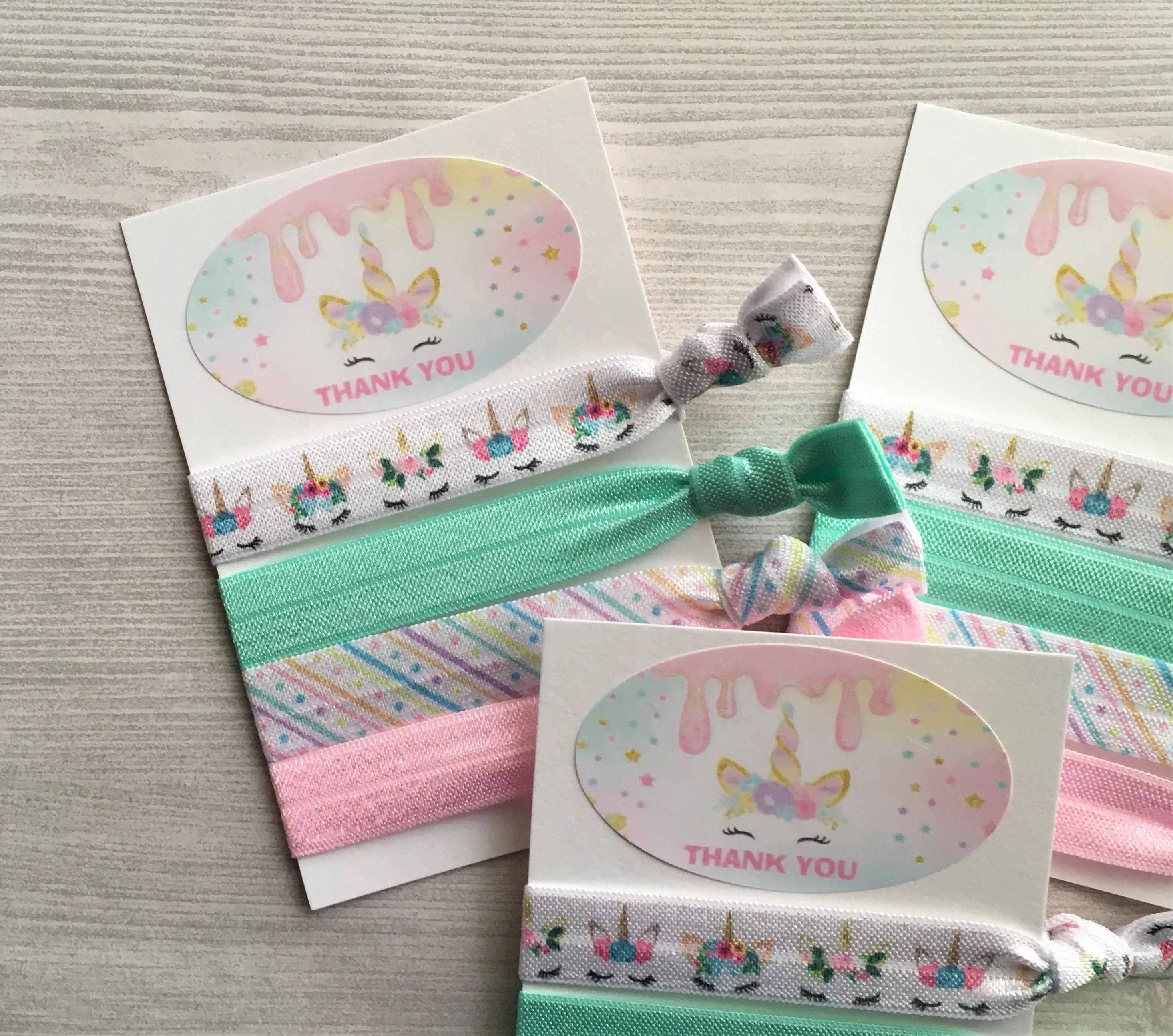 Unicorn Hair Ties, Set of 5 Cards