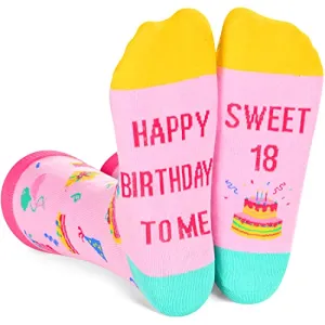 Unique 18th Birthday Gifts for 18 Year Old Girl, Funny 18th Birthday Socks, Crazy Silly Gift Idea for Sisters, Daughters, Friends, Birthday Gift for Her