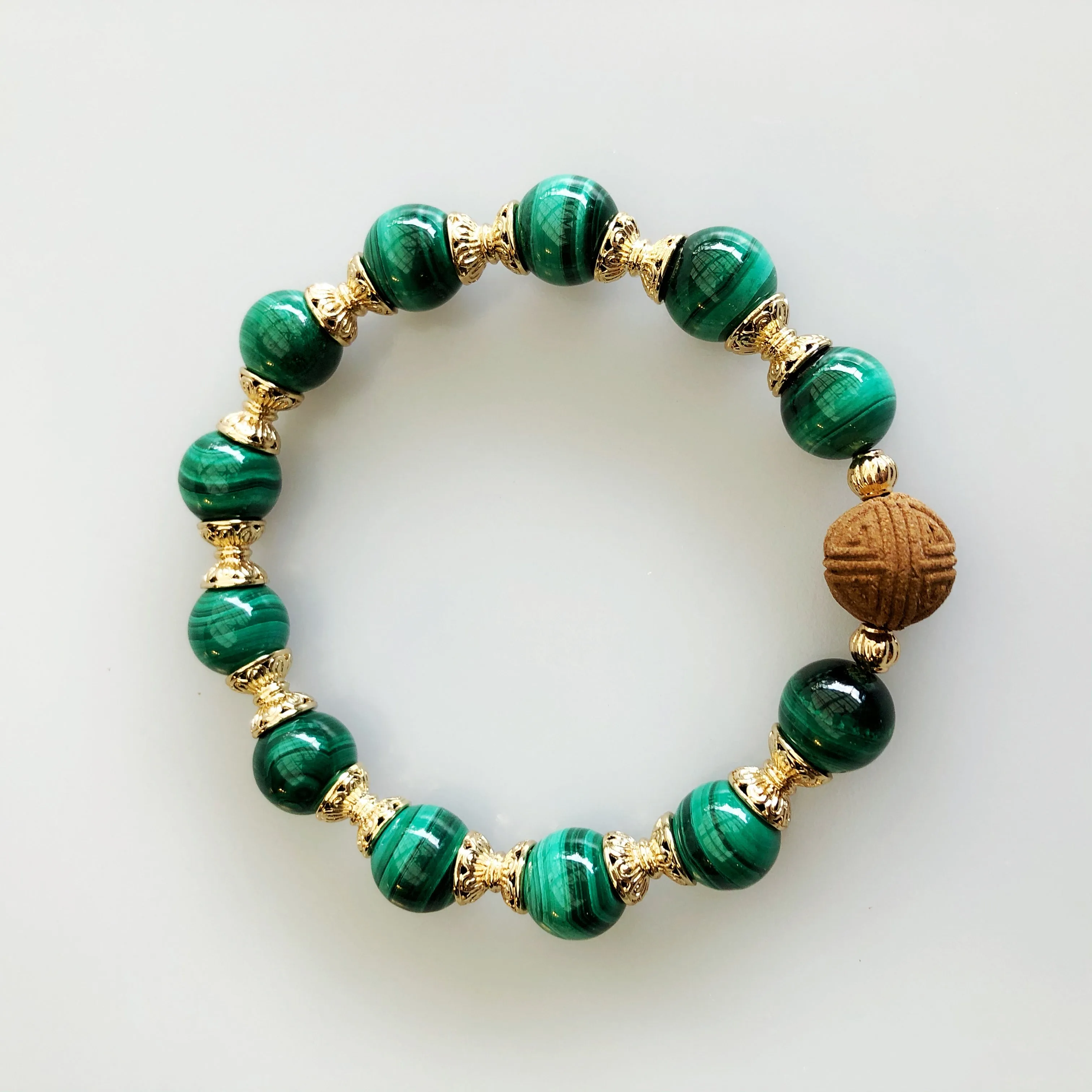 Vintage Style 10mm Malachite Herbal Bracelet