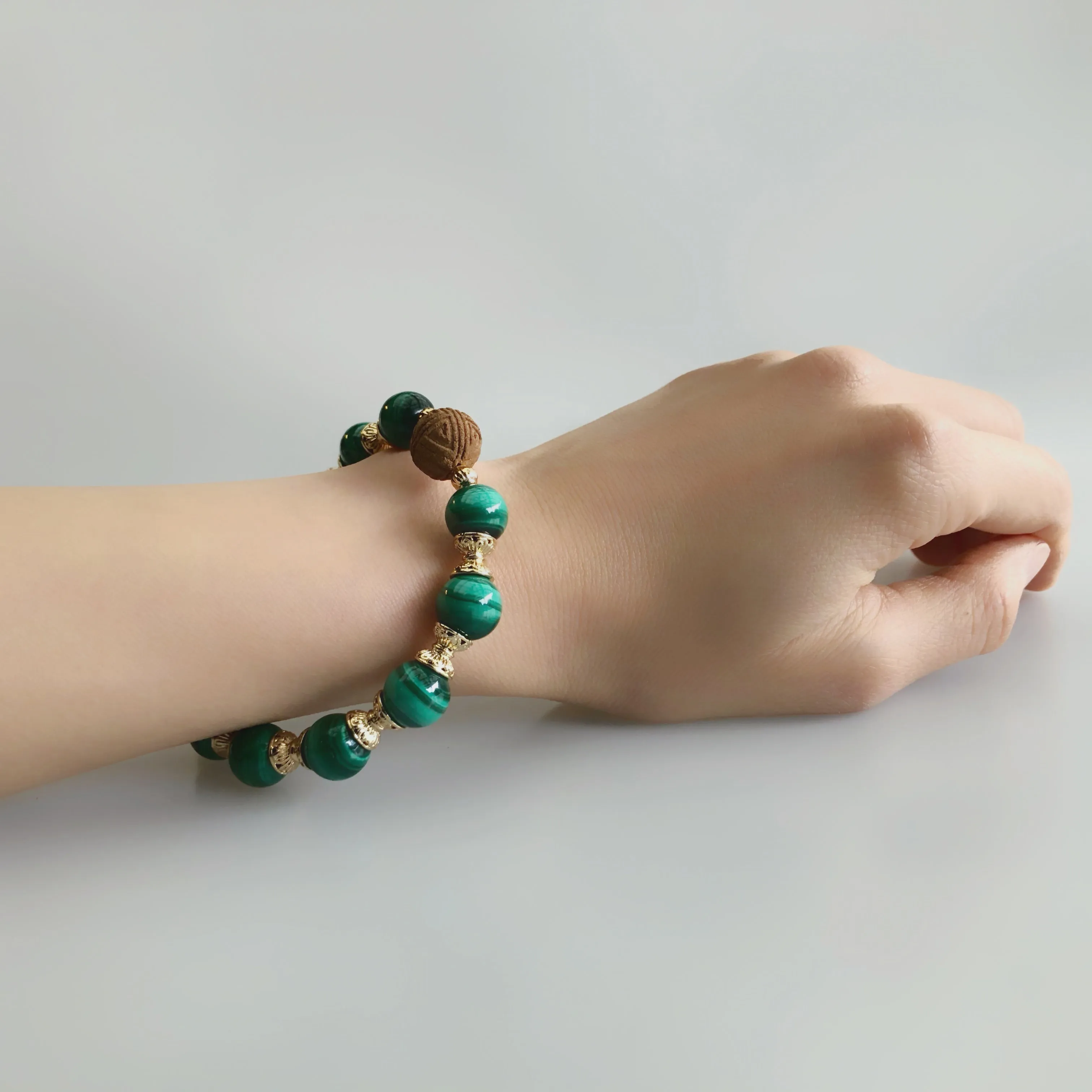 Vintage Style 10mm Malachite Herbal Bracelet