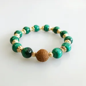 Vintage Style 10mm Malachite Herbal Bracelet