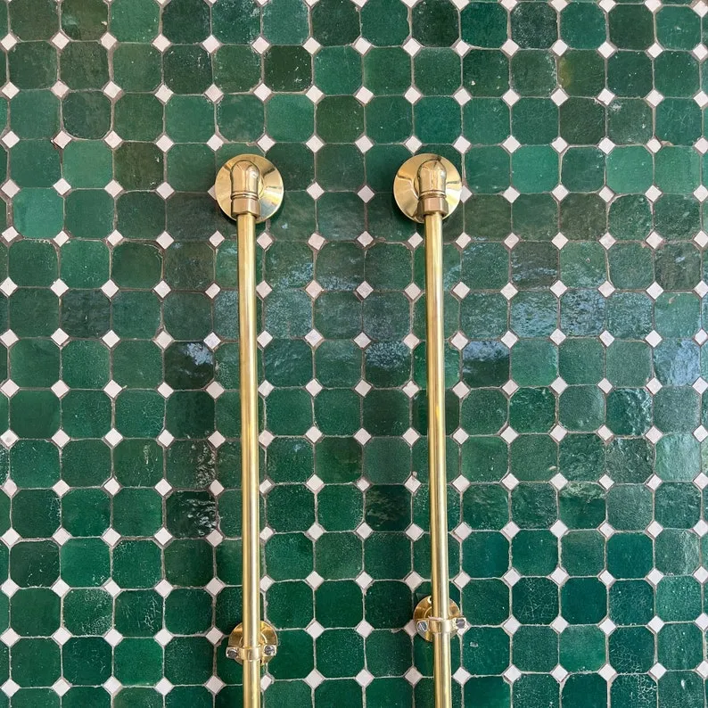 Wall Mounted Bathroom Faucet in Unlacquered Brass with Long Legs - Elegant Bathroom Faucets