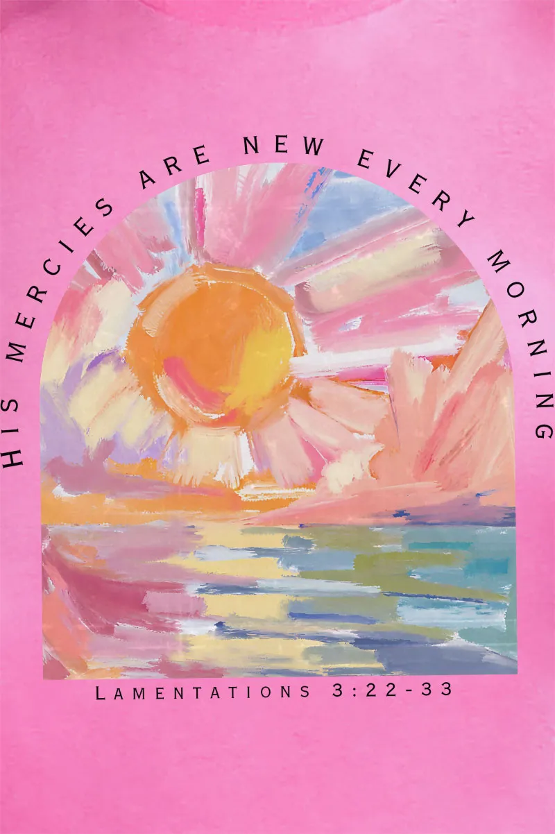 Watercolor His Mercies Are New Short Sleeve Relaxed Fit T-Shirt
