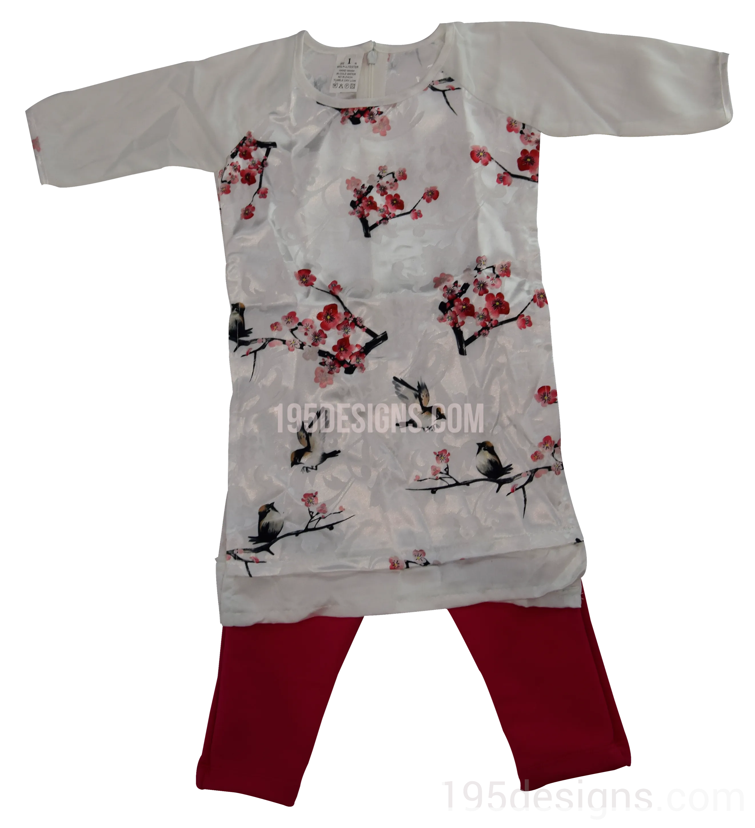White Ao Dai Baby Vietnamese Traditional Long Dress Kid Set - Lunar New Year