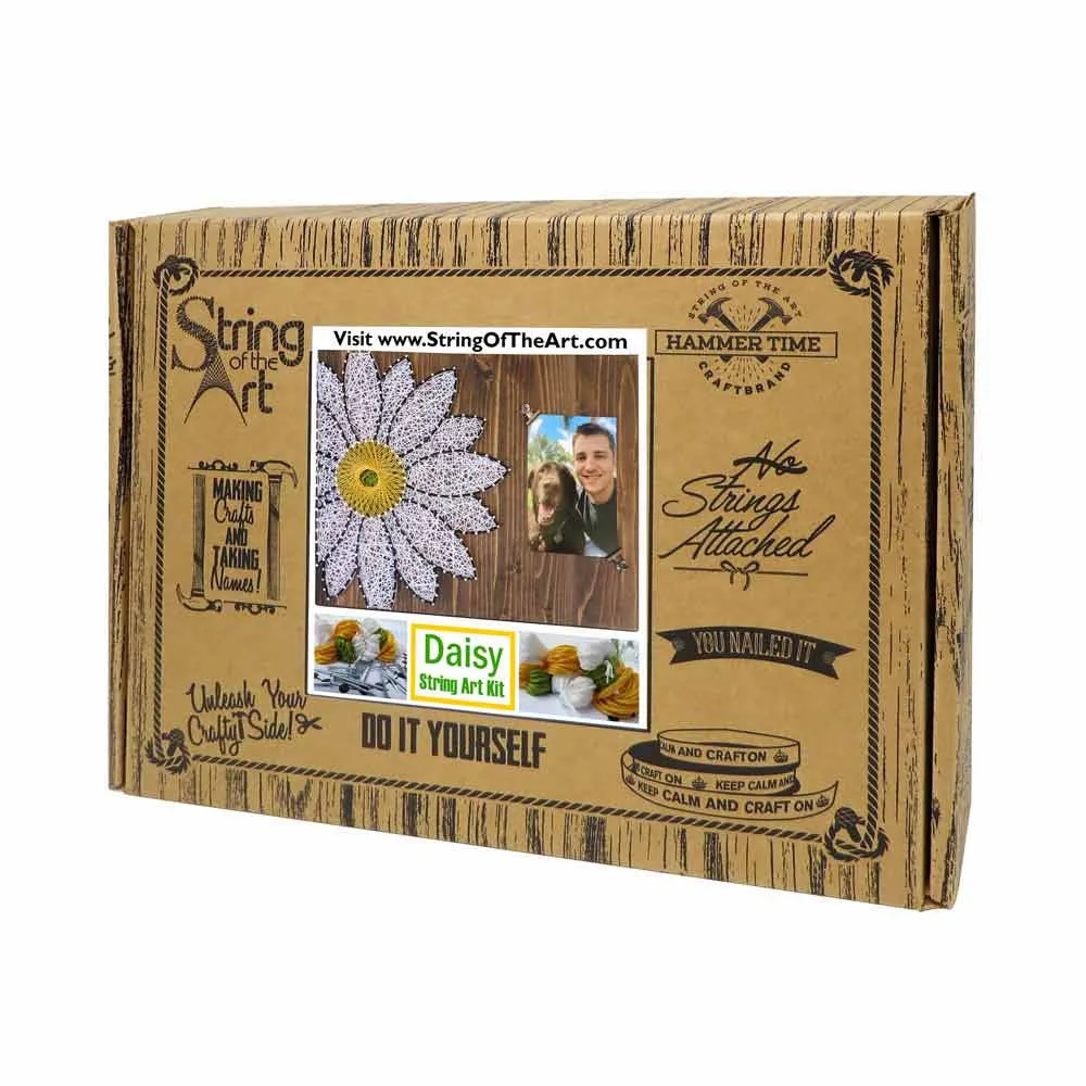 White Daisy Picture Frame String Art Kit