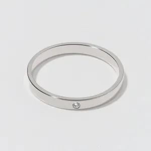 White Gold Flat Diamond Wedding Band - Polished 2.5mm