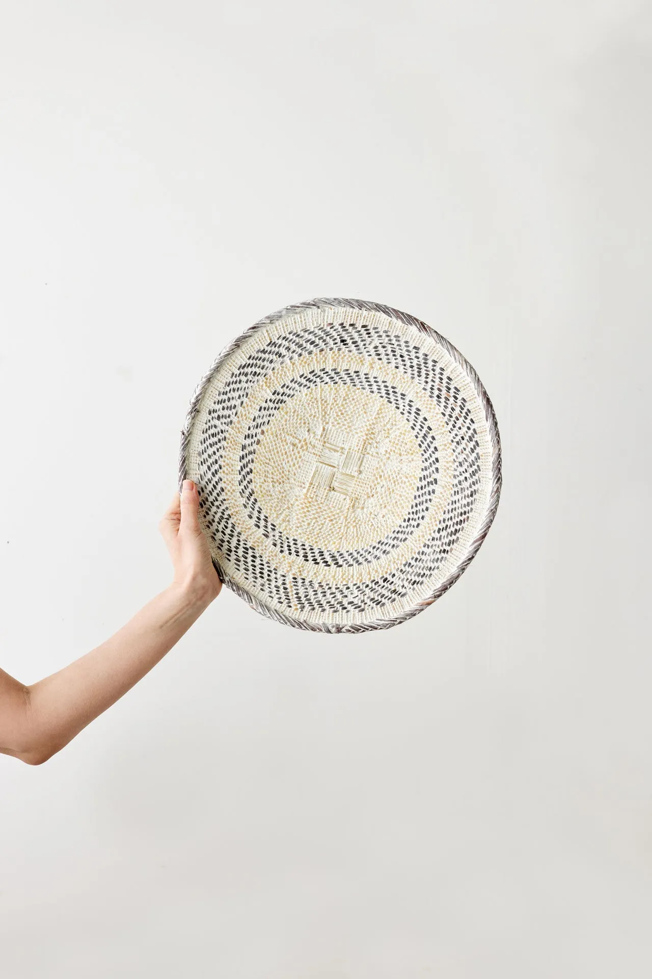 White Washed Handwoven Wall Basket