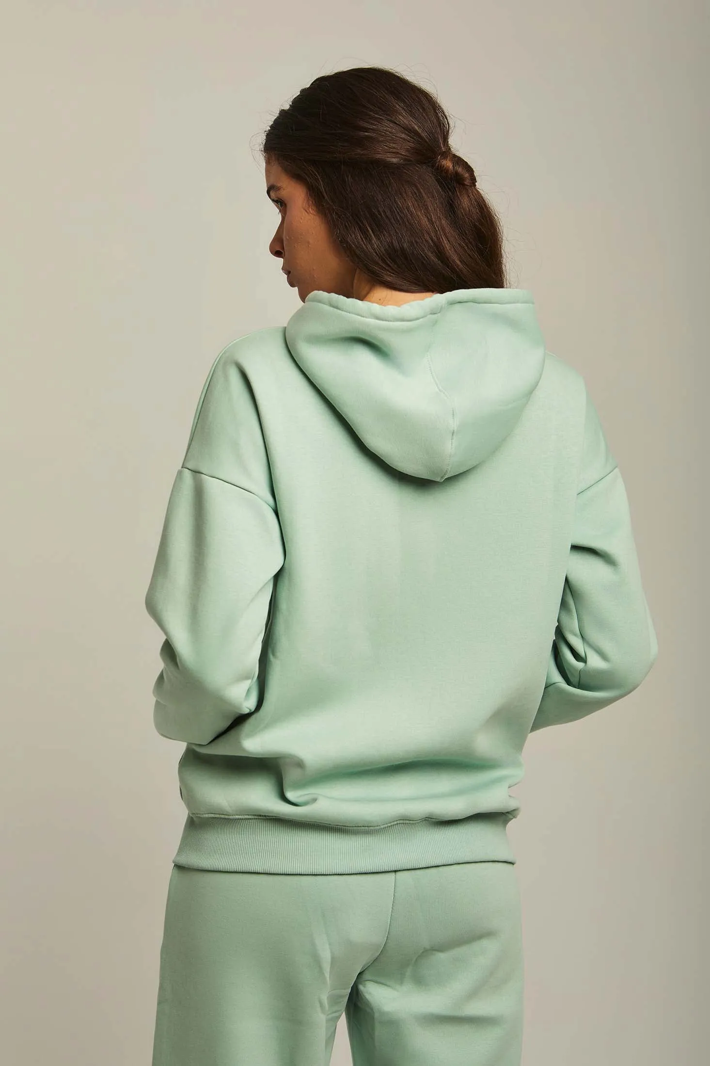 Women Sweat Jacket Embroidered Mint Green