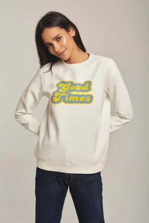 Women Sweat Shirt Crew Neck Regular Off White