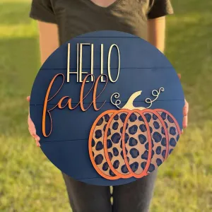 Wooden Door Sign with Pumpkin Maple Leaf Country Wall Art for Farmhouse Porch Home Decor