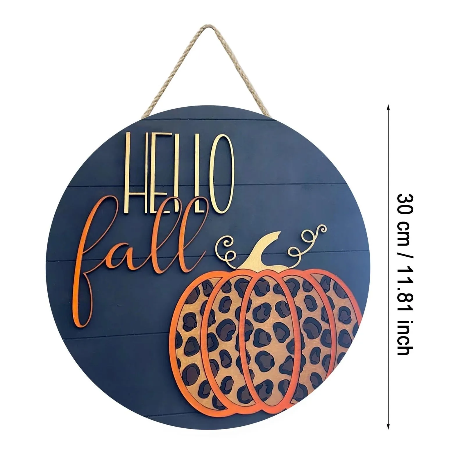 Wooden Door Sign with Pumpkin Maple Leaf Country Wall Art for Farmhouse Porch Home Decor