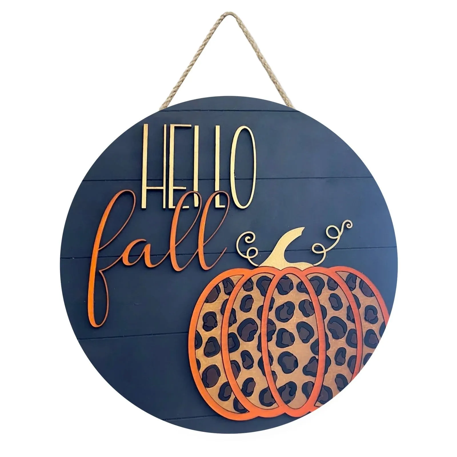 Wooden Door Sign with Pumpkin Maple Leaf Country Wall Art for Farmhouse Porch Home Decor