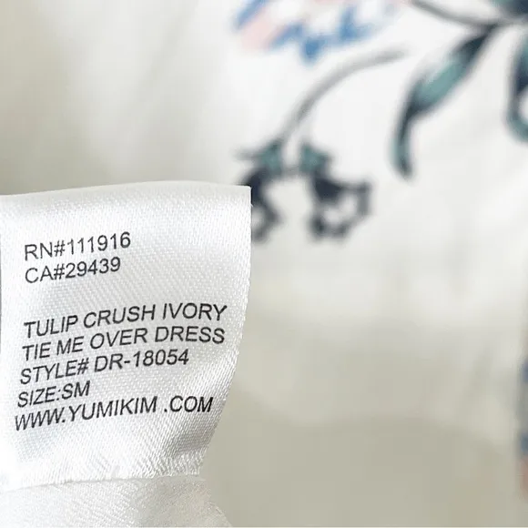 Yumi Kim White Long Sleeves Wrap Tie Me Over Dress in Tulip Crush Ivory Small