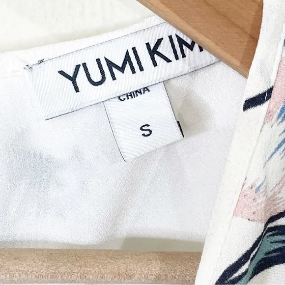 Yumi Kim White Long Sleeves Wrap Tie Me Over Dress in Tulip Crush Ivory Small