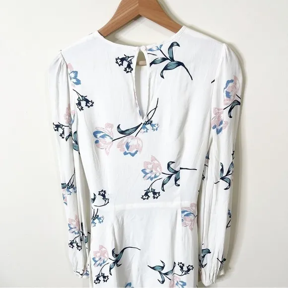 Yumi Kim White Long Sleeves Wrap Tie Me Over Dress in Tulip Crush Ivory Small